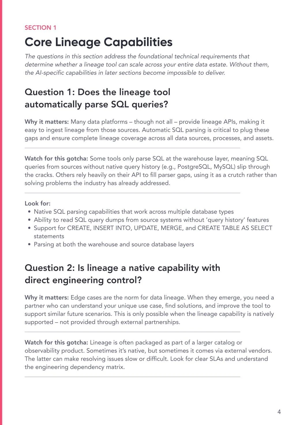 Core Lineage Capabilities